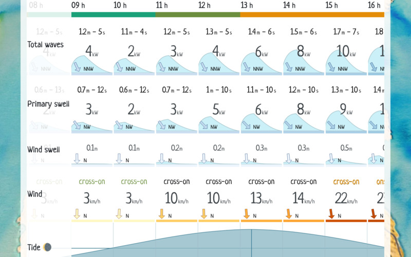 Detailed surf forecast visual