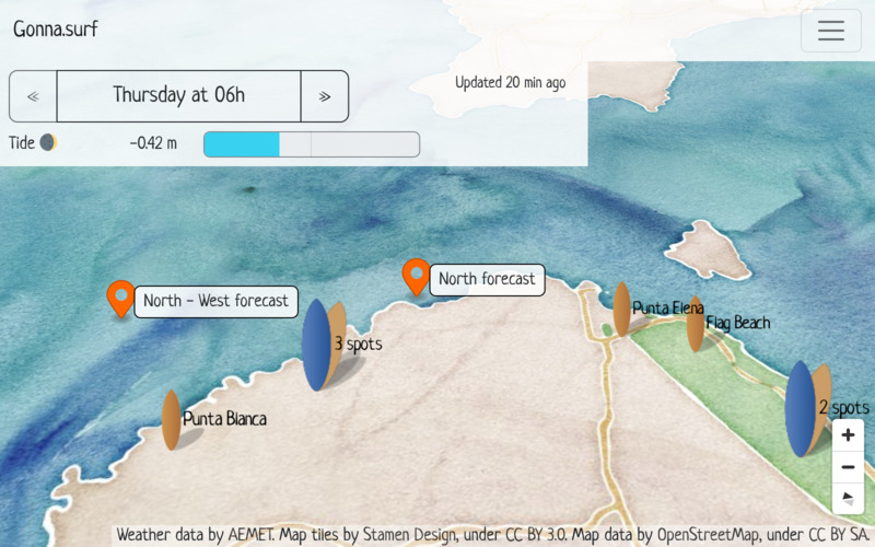 screenshot of Gonnasurf's interactive map feature